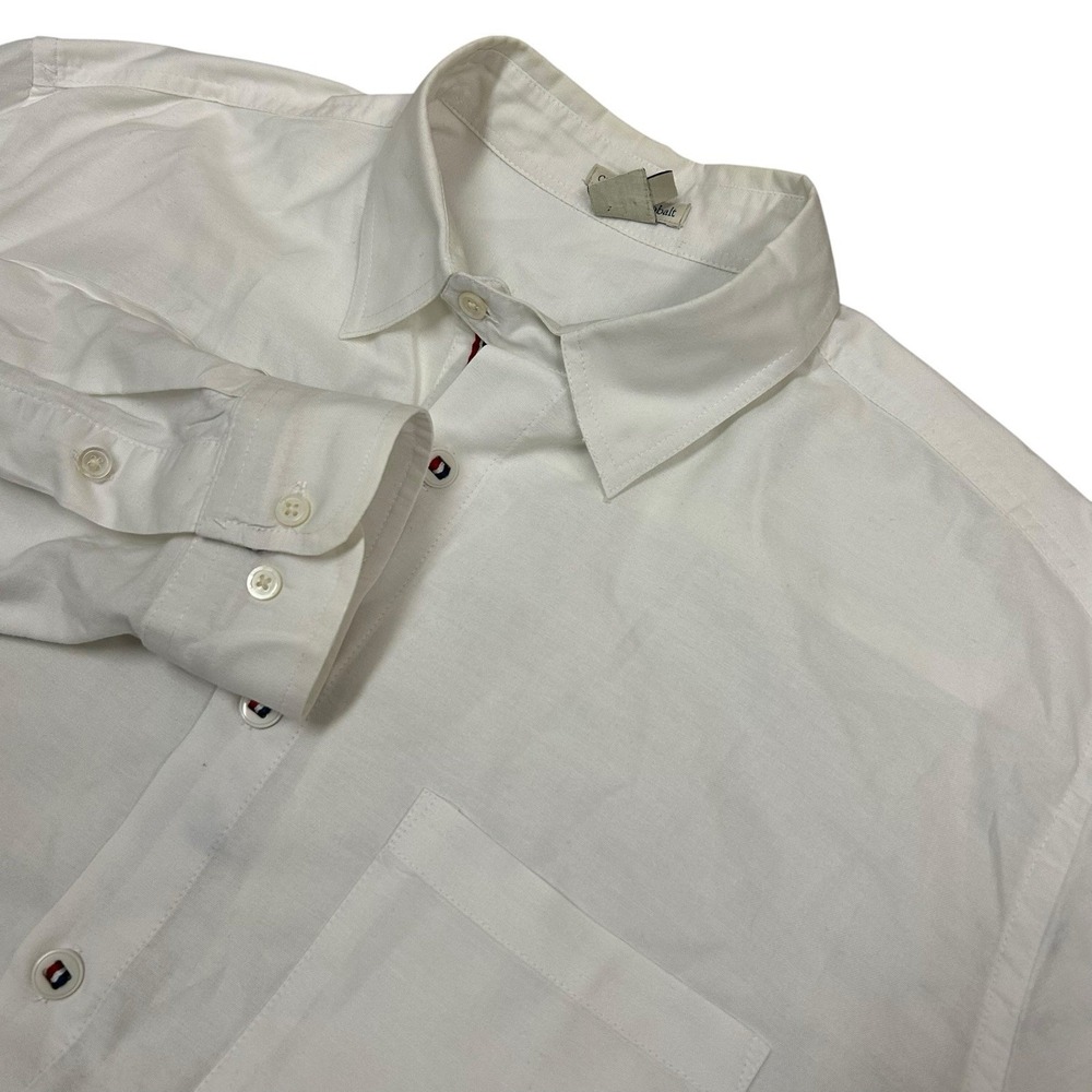 Carbon 2 Cobalt Shirt Mens‎ XL Solid White Cotton Long Sleeve Chin Strap